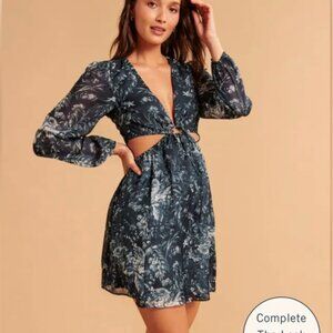 A&F Navy Floral Cutout Mini Dress